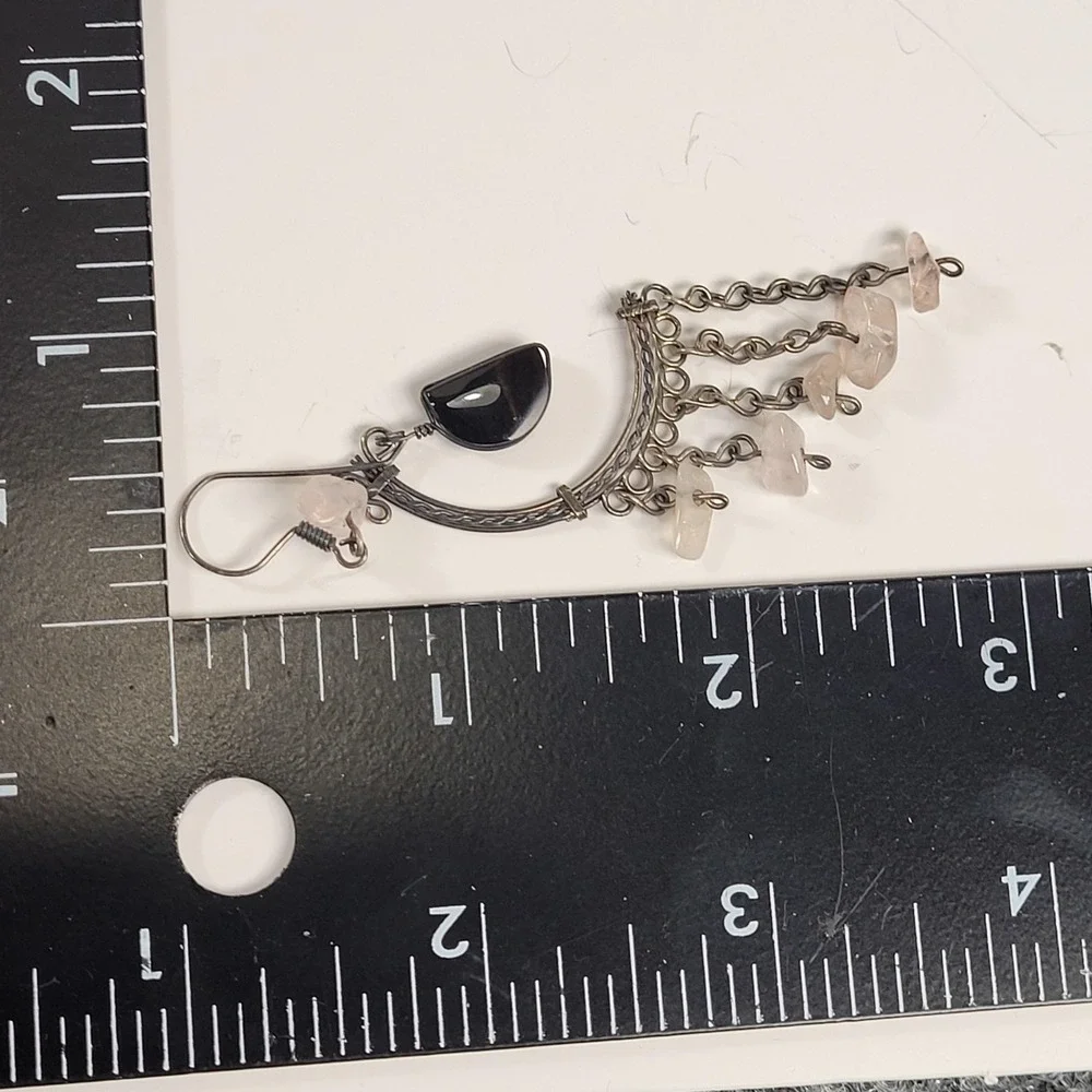 925 Sterling Earrings Lot Of 3 Pairs Quartz Moon Crystal‎ Triangle Hoop Jewelry
